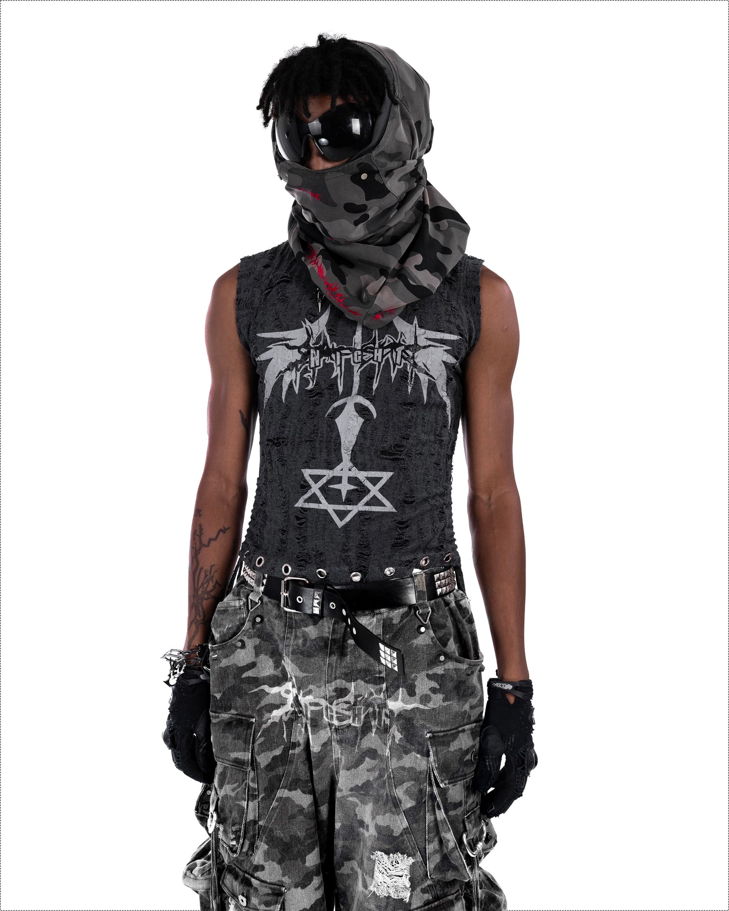 <DEVIL^ANGEL FRIENDSHIP> GRUNGE TANK - BLACK(NEW COLOR)