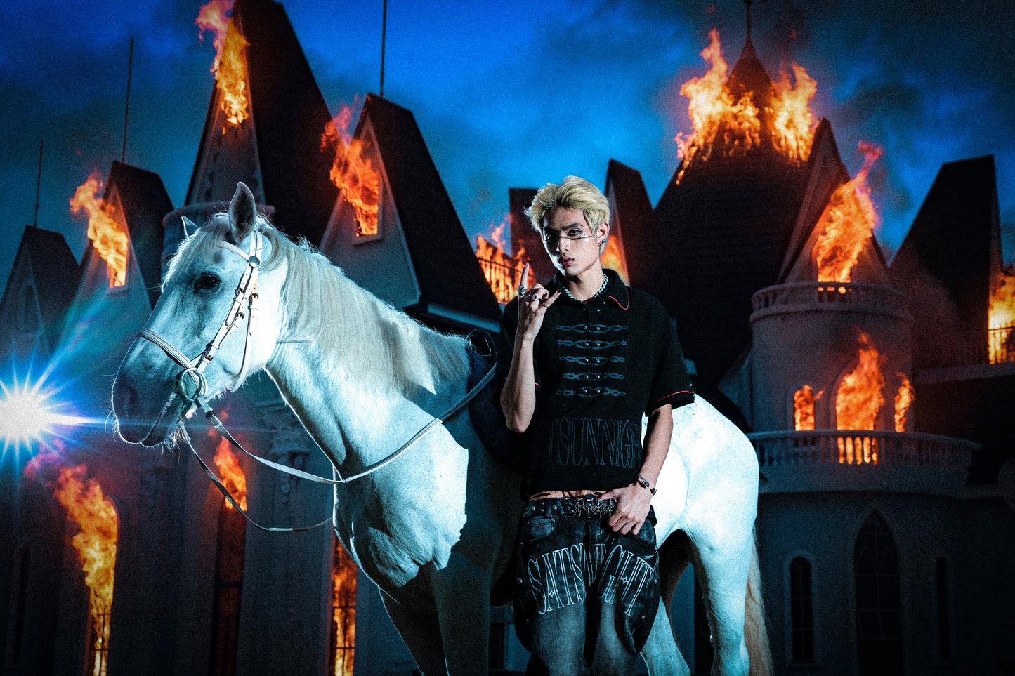 <LOST IN CASTLE> NAPOLEONIC POLO - BLACK