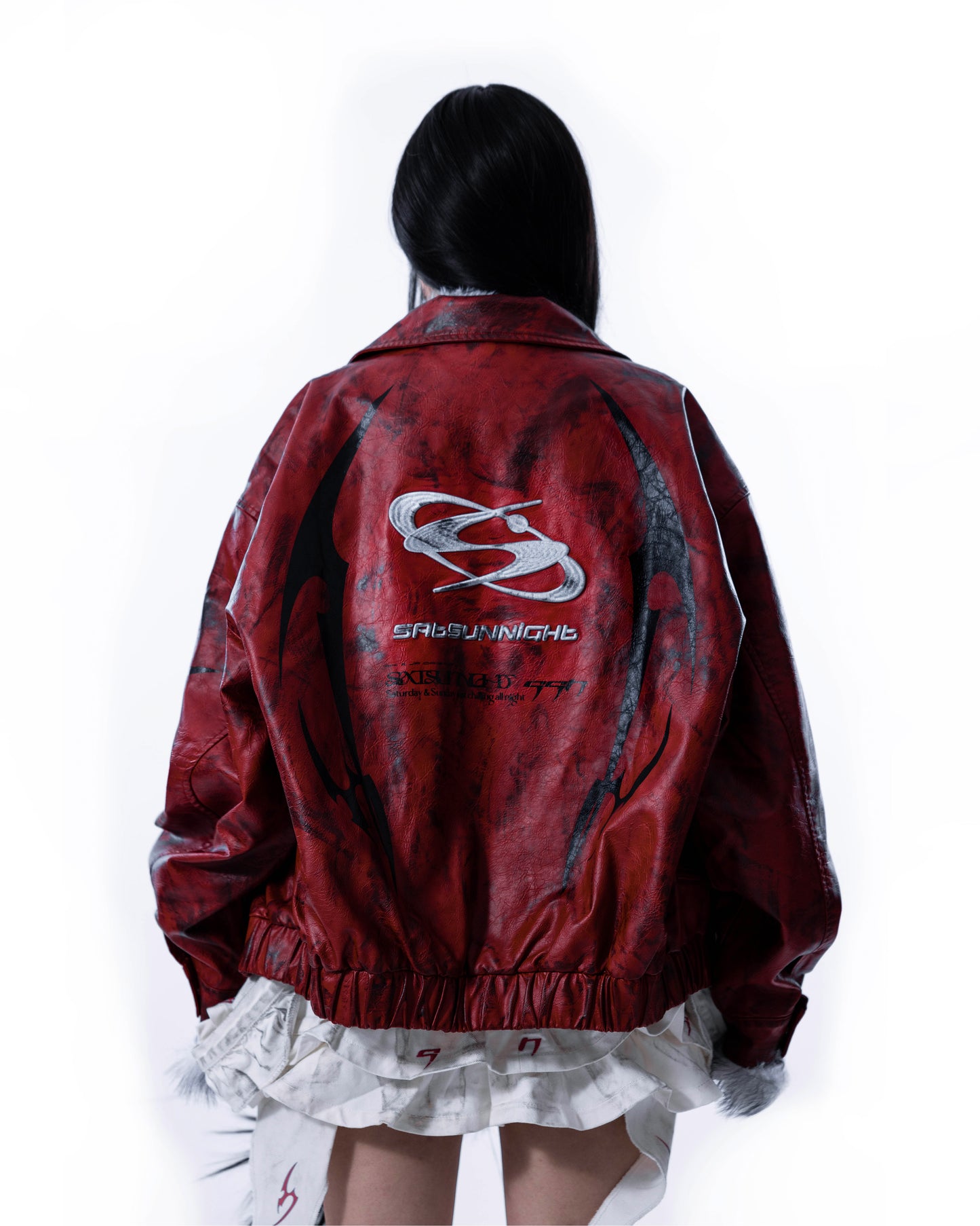 <IT's N0T BLACK & WHITE> LEATHER JACKET - POLLUTED RED