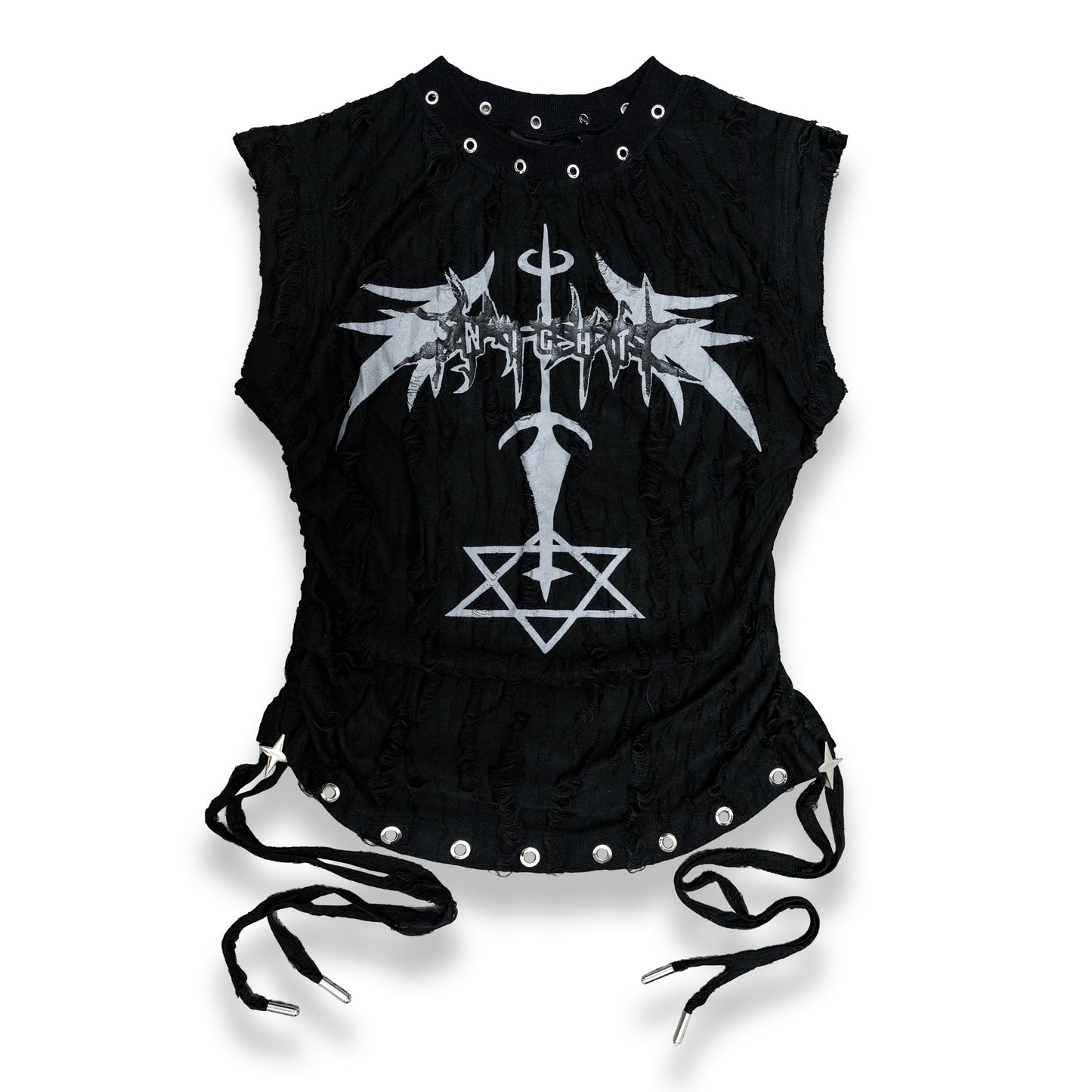 <DEVIL^ANGEL FRIENDSHIP> GRUNGE TANK - BLACK(NEW COLOR)