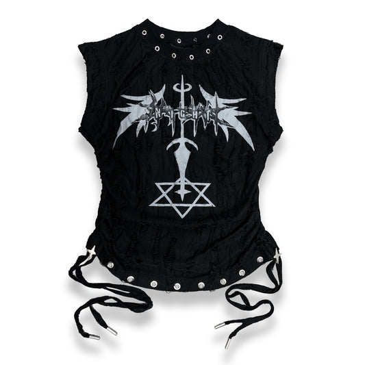 <DEVIL^ANGEL FRIENDSHIP> GRUNGE TANK - BLACK(NEW COLOR)