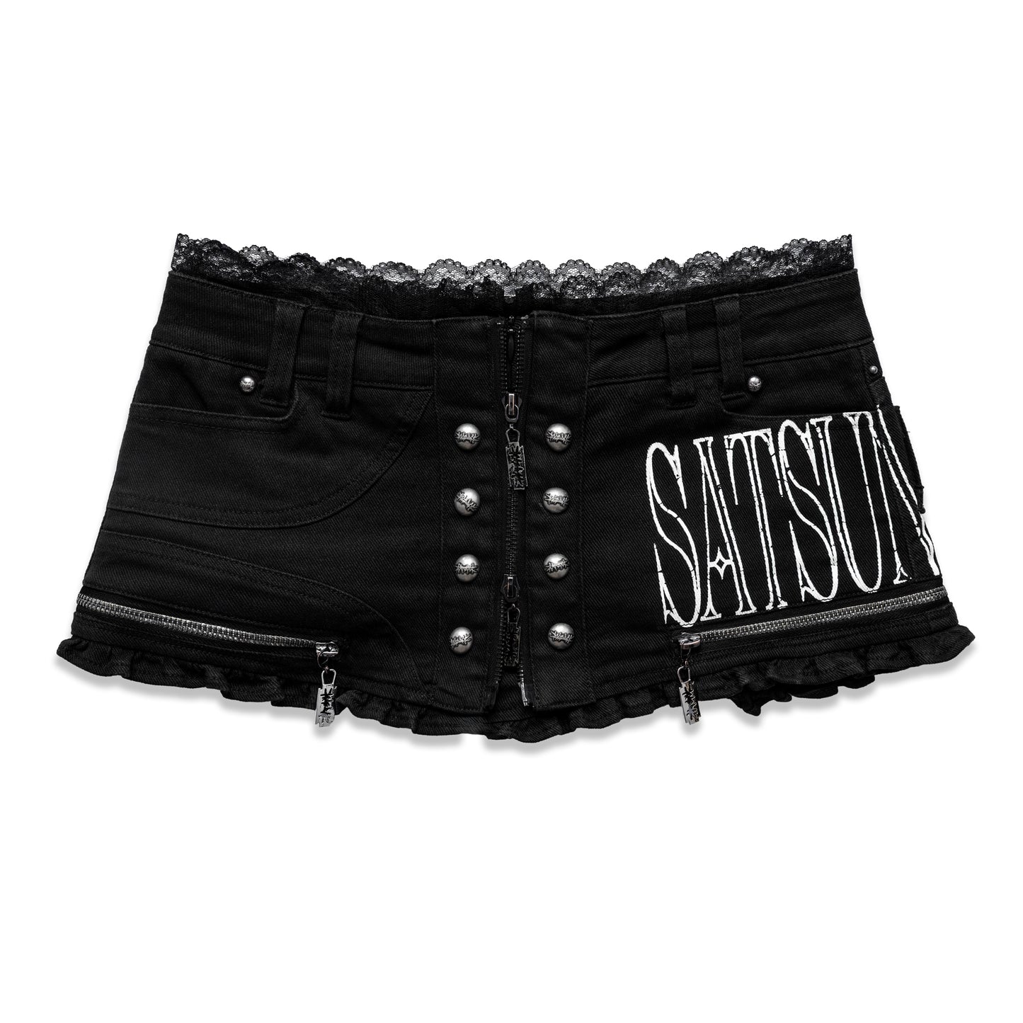 <LOST IN CASTLE> LACE TRIM HOT SHORTS - BLACK
