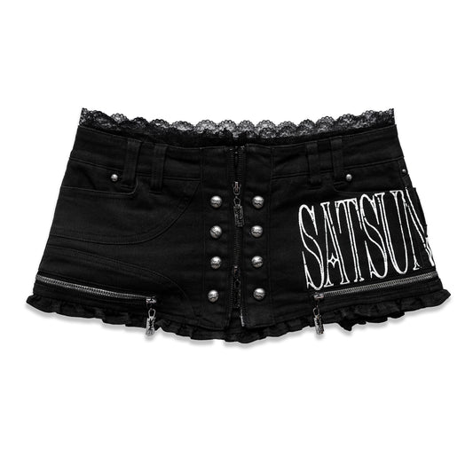 <LOST IN CASTLE> LACE TRIM HOT SHORTS - BLACK