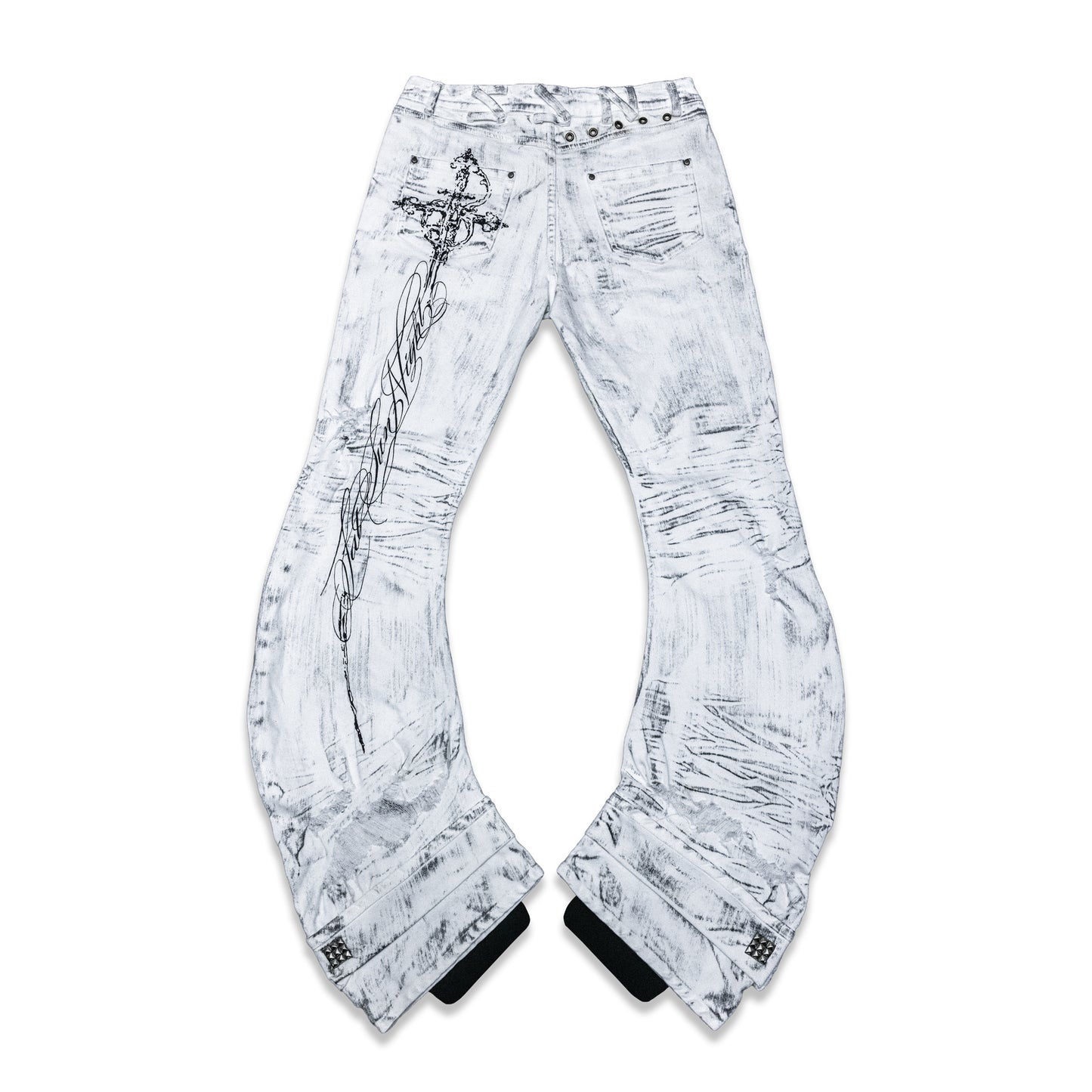 <LOST IN CASTLE> CURVED DENIM PANTS - POLLUTED WHITE