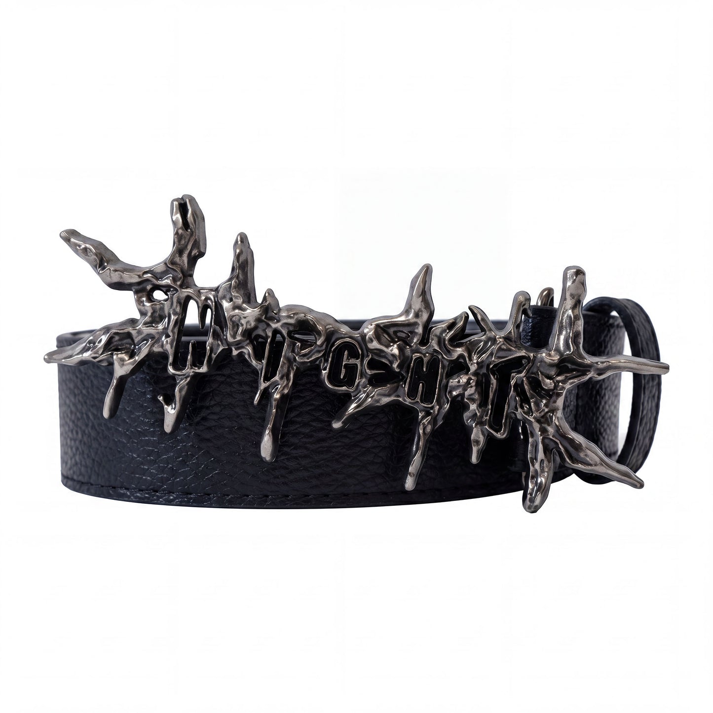 <SSN> DARK RIFT METAL LEATHER BELT - BLACK
