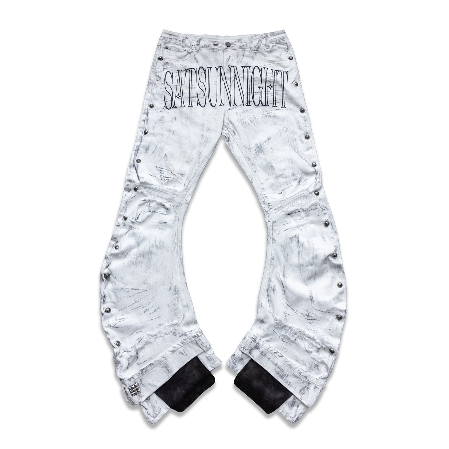 <LOST IN CASTLE> CURVED DENIM PANTS - POLLUTED WHITE