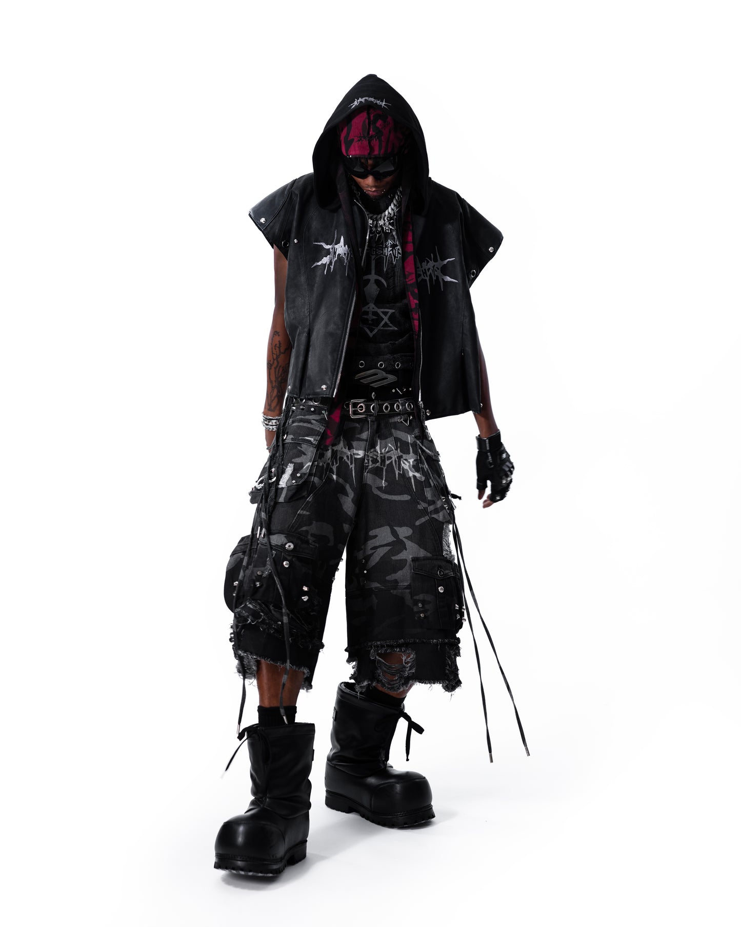 STREET-CAMO 2.0 - WASHED GREY DENIM SHORTS (PRE-ORDER)