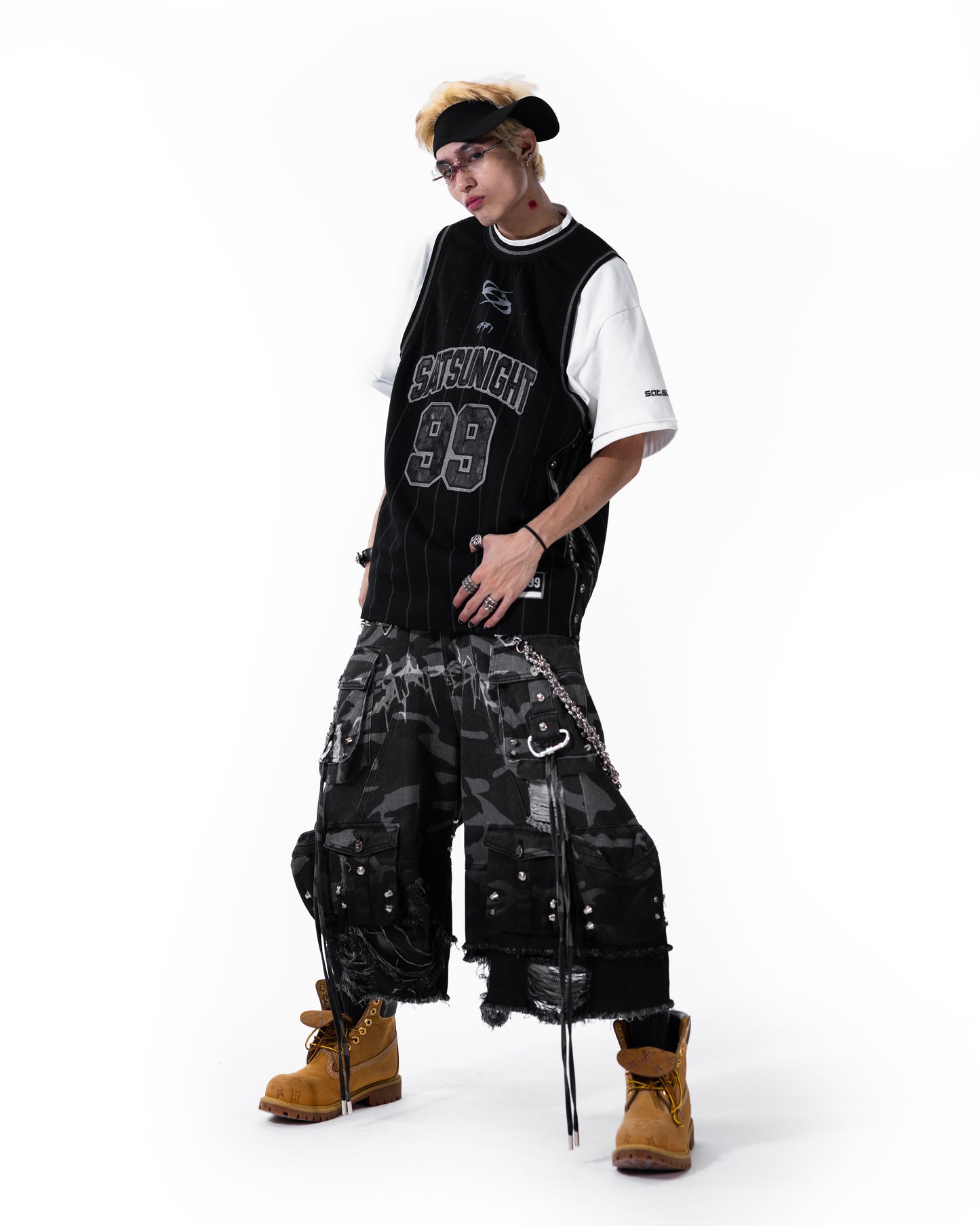 STREET-CAMO 2.0 - WASHED GREY DENIM SHORTS (PRE-ORDER)