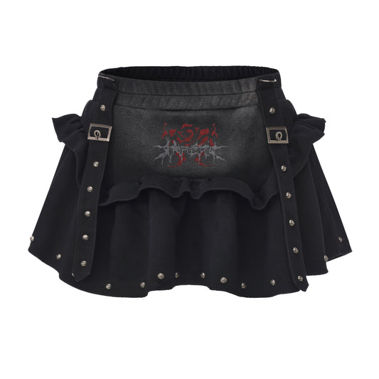 <NIGHT ROSE> SKIRT - WASHED BLACK