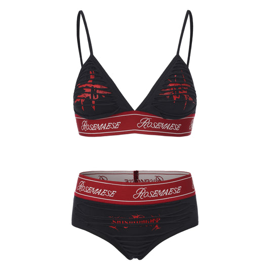 <NIGHT ROSE> BRALETTE SET - BLACK