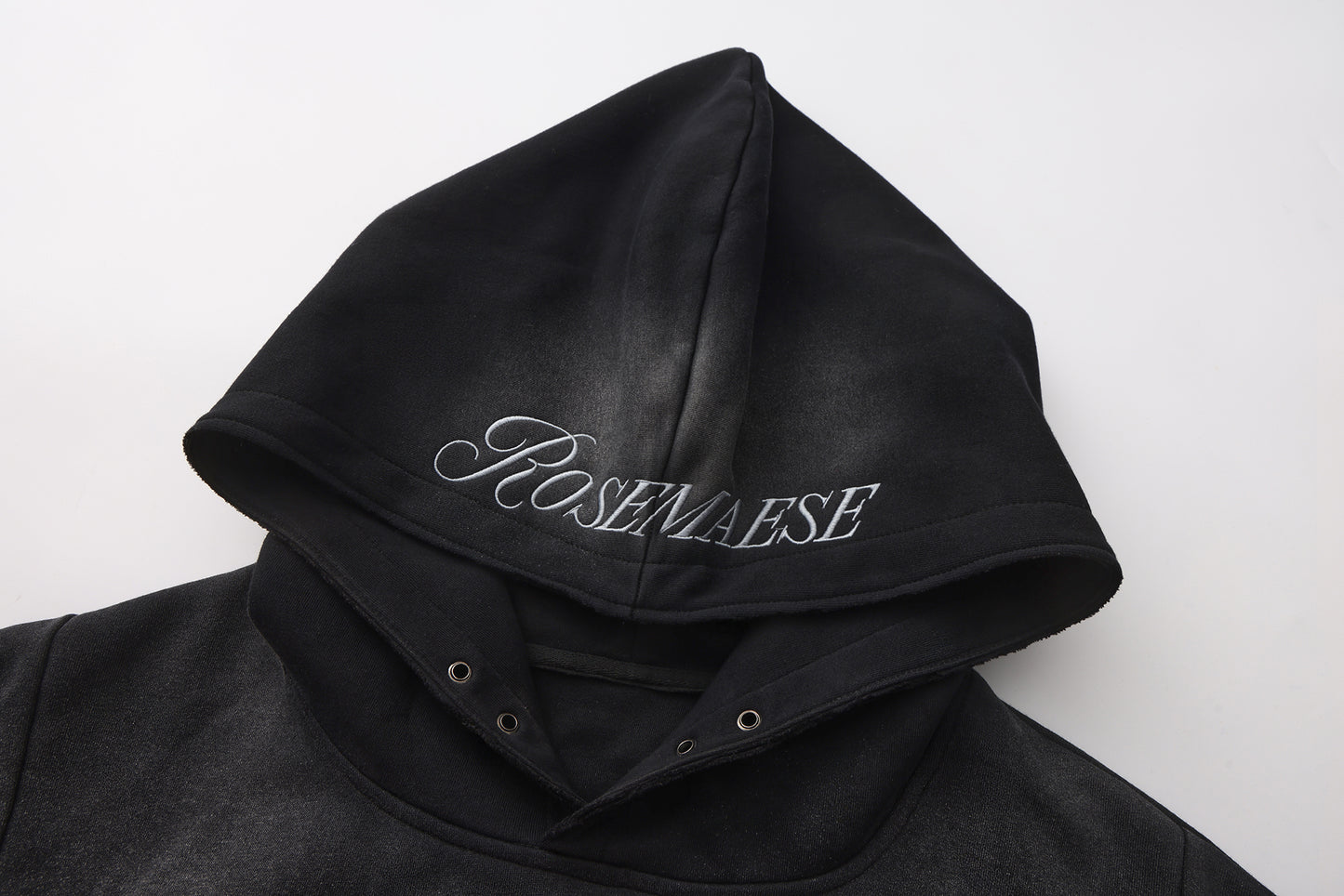 <NIGHT ROSE> HOODIE - WASHED BLACK