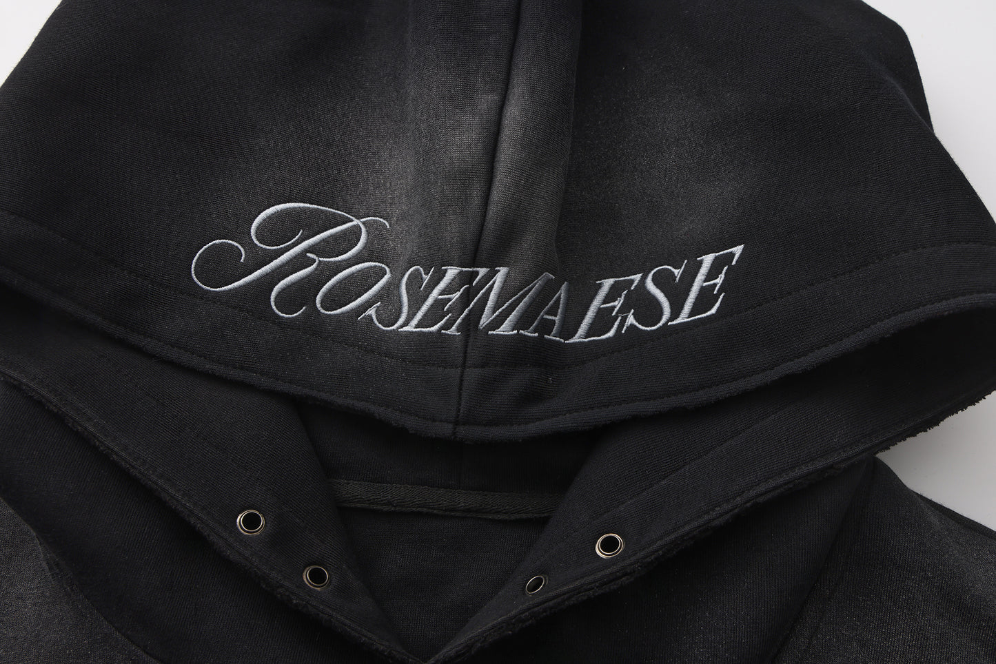 <NIGHT ROSE> HOODIE - WASHED BLACK