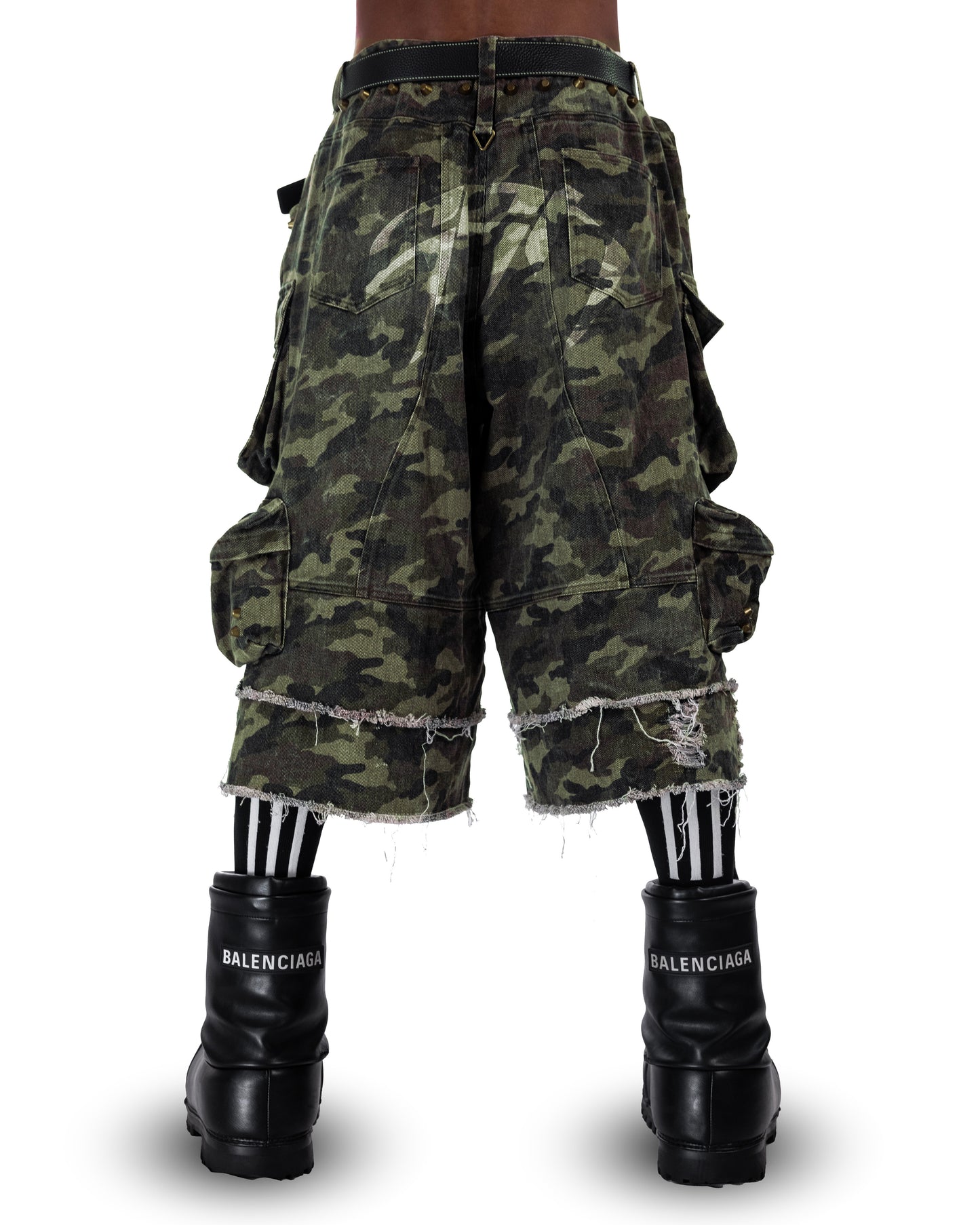 SSN V.02 <STREET-CAMO> WASHED SHORT PANTS  - CAMO GREEN