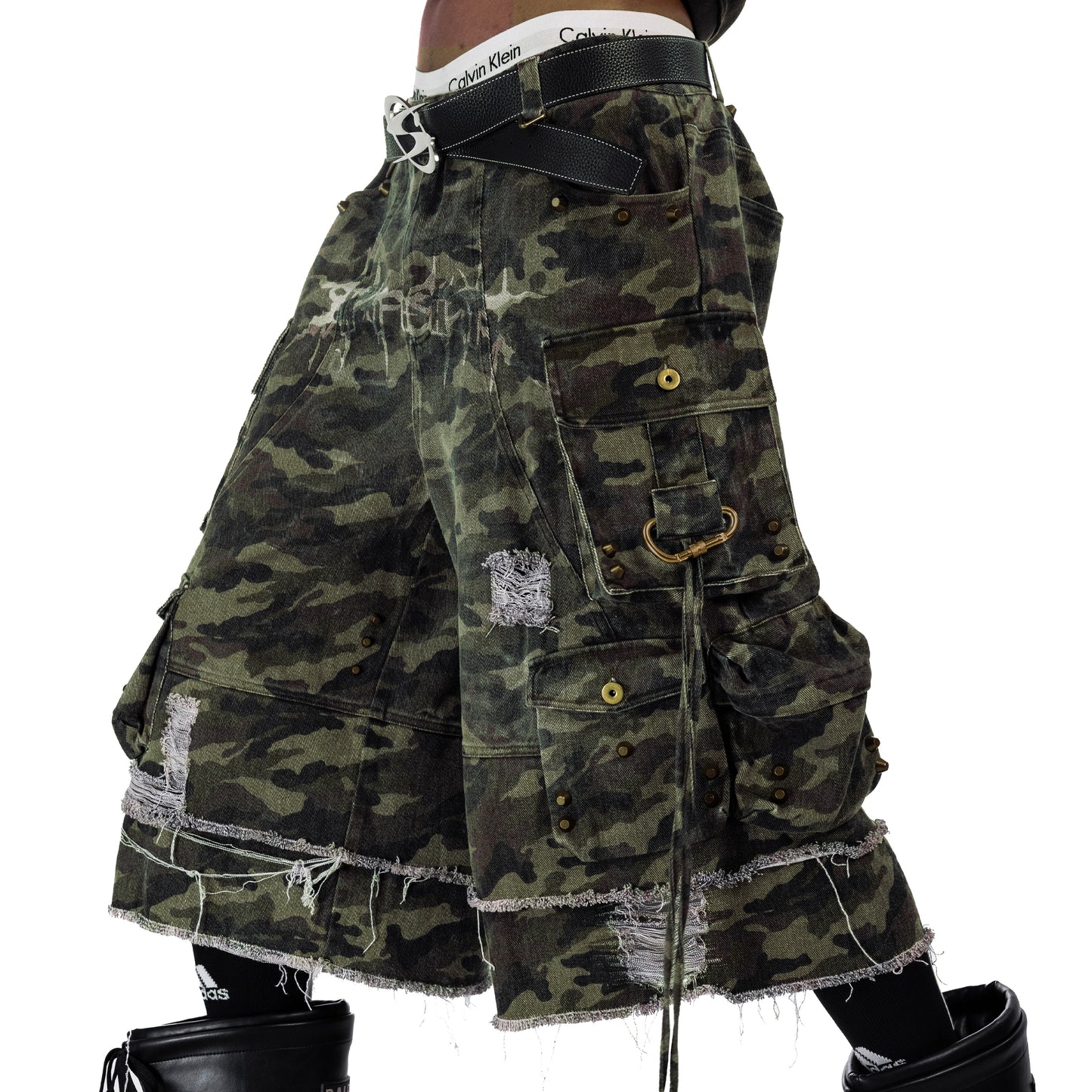 SSN V.02 <STREET-CAMO> WASHED SHORT PANTS  - CAMO GREEN