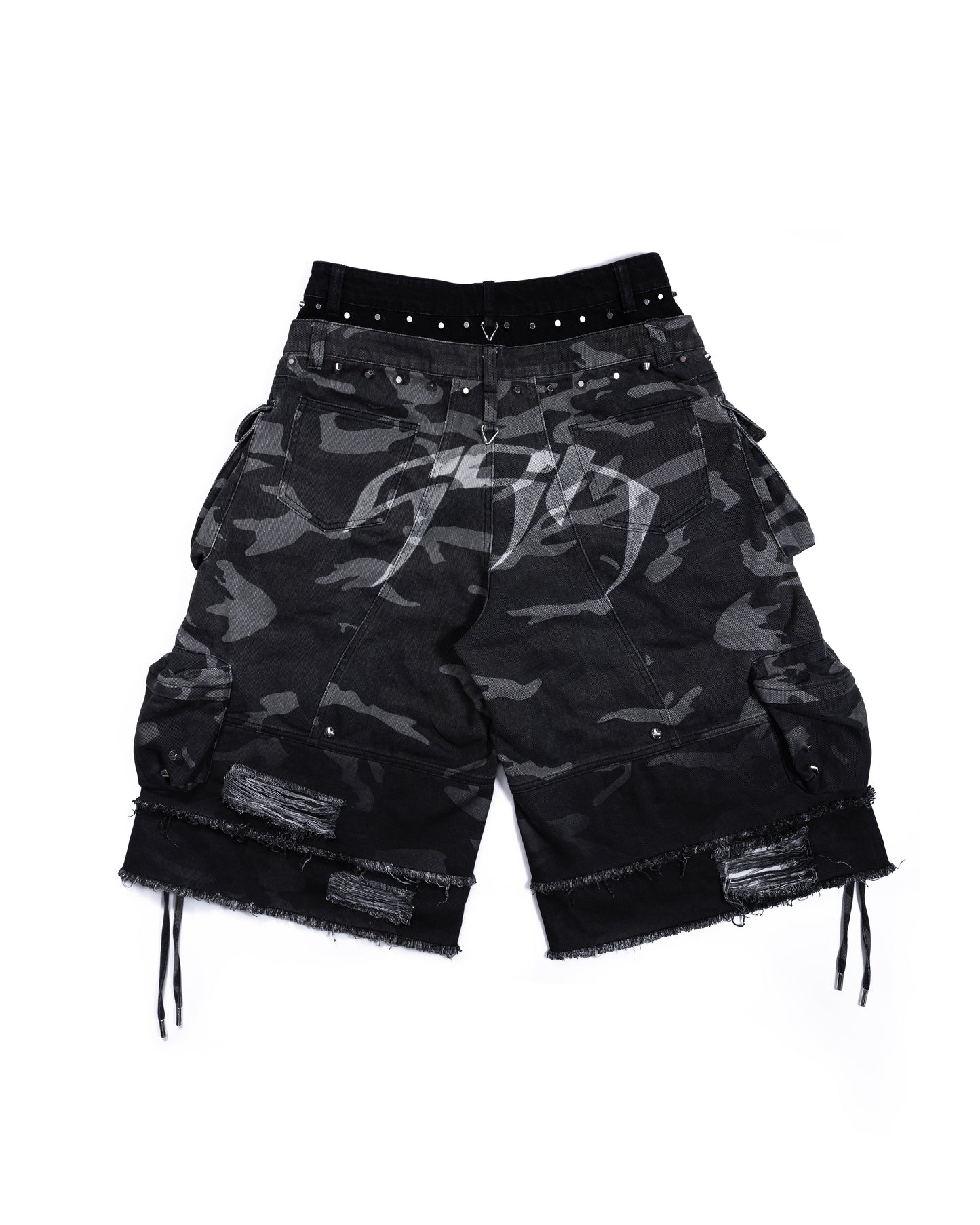 STREET-CAMO 2.0 - WASHED GREY DENIM SHORTS (PRE-ORDER)
