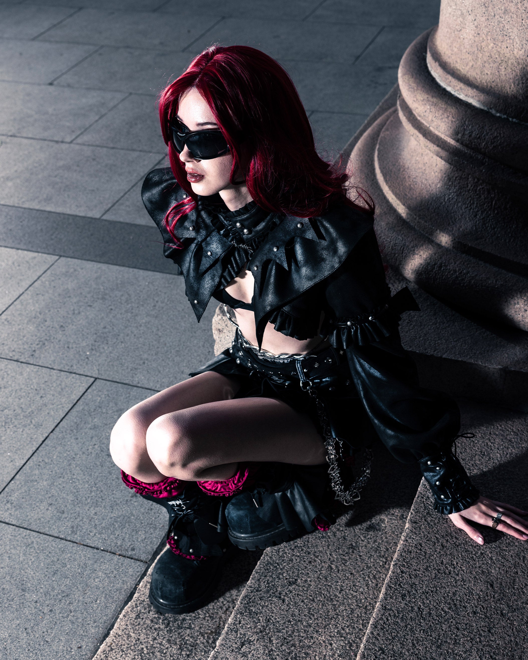 SSN V.05 TRIPLE-COLLAR SHORT LEATHER JACKET - BLACK – SATSUN NIGHT