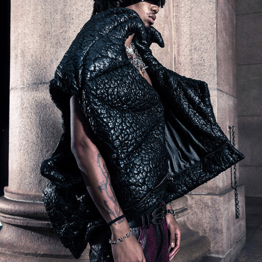 SSN V.05 SPECIAL CRACKED TEXTURE FABRIC VEST JACKET - NOTHING LASTS FOREVER (PRE-ORDER)