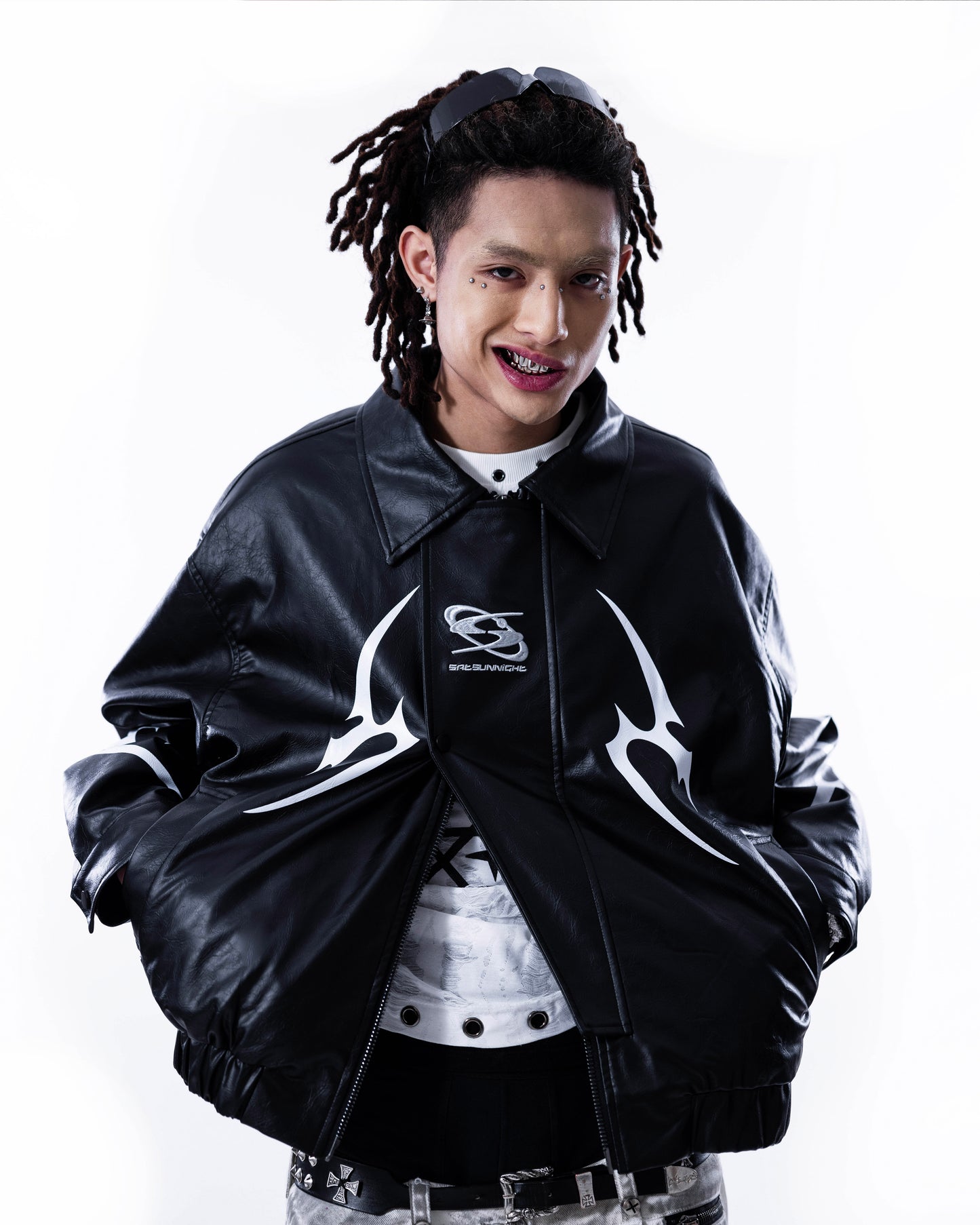 <IT's N0T BLACK & WHITE> LEATHER JACKET - POLLUTED RED