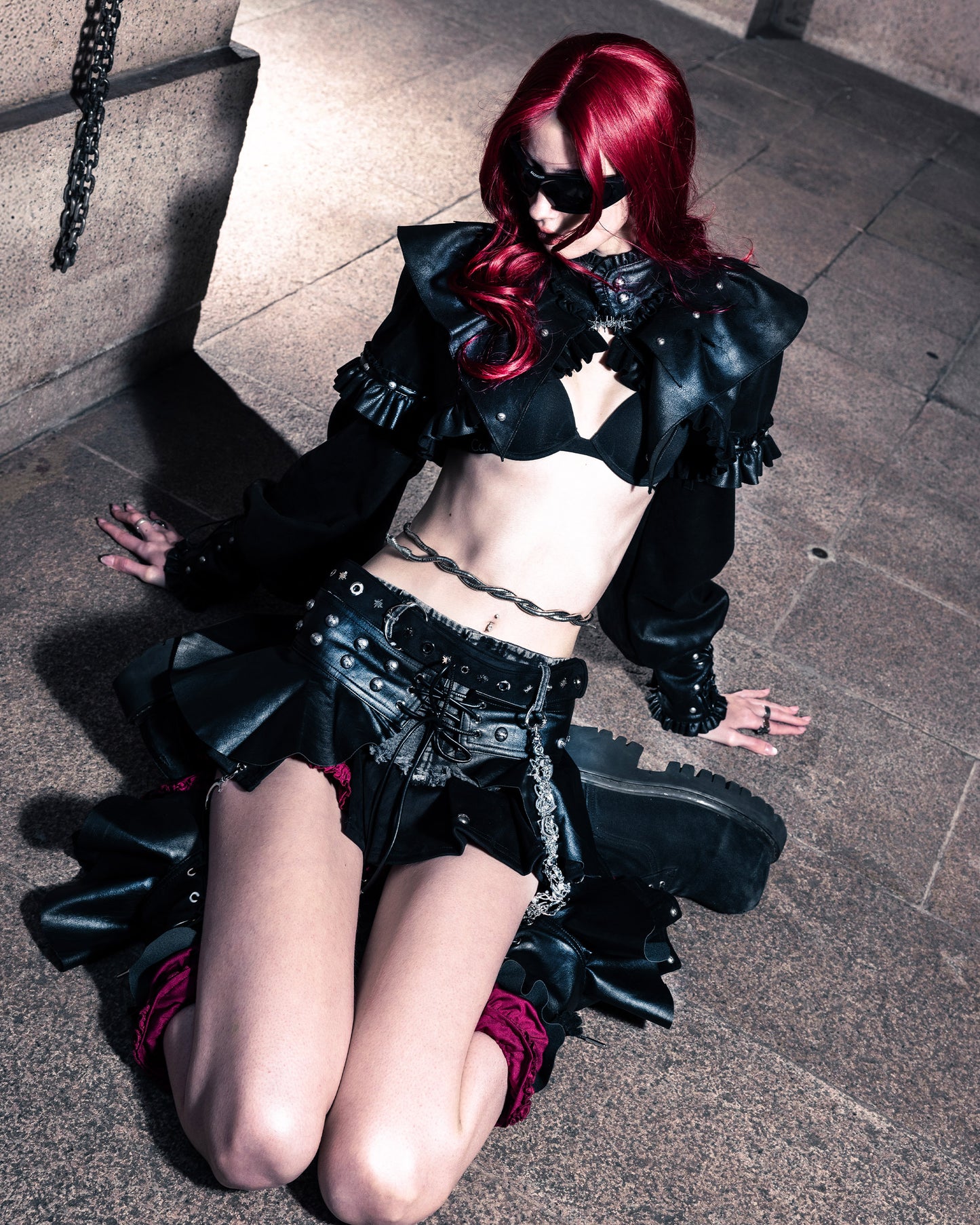 SSN V.05 TRIPLE-COLLAR SHORT LEATHER JACKET - BLACK (PRE-ORDER)