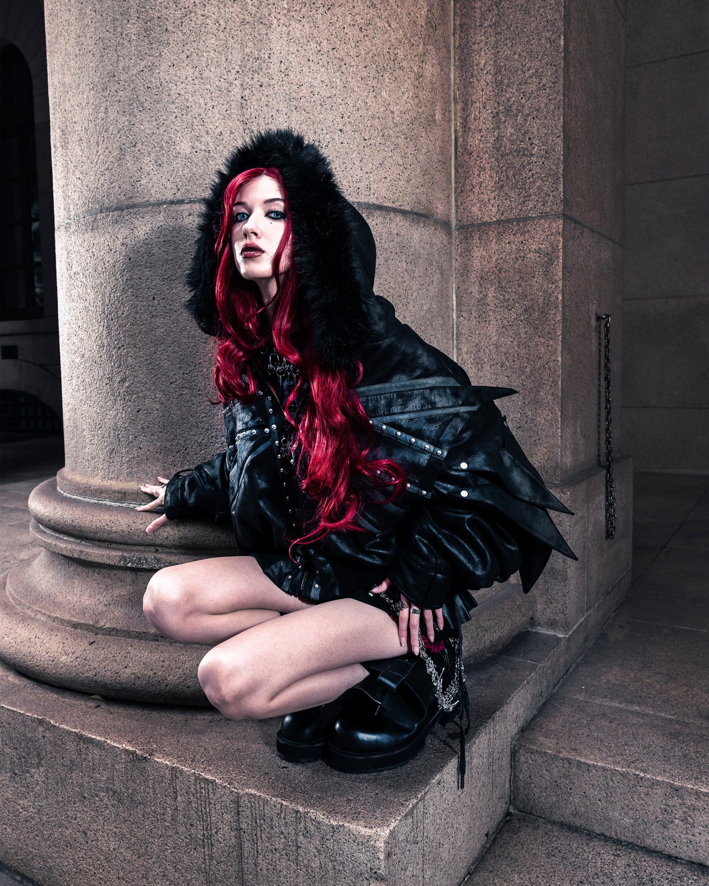 SSN V.05 BRITISH FLAG DESIGN LEATHER JACKET NO. 99 - DOUBLE-SIDED BLACK & DARK RED (PRE-ORDER,LIMITED)