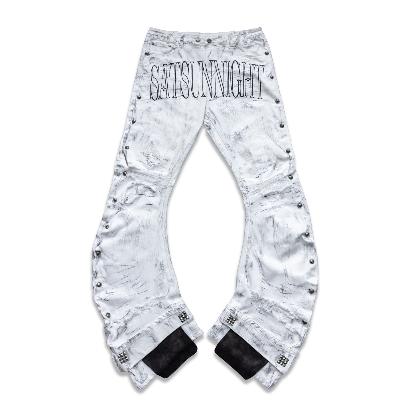 <LOST IN CASTLE> CURVED DENIM PANTS - POLLUTED WHITE