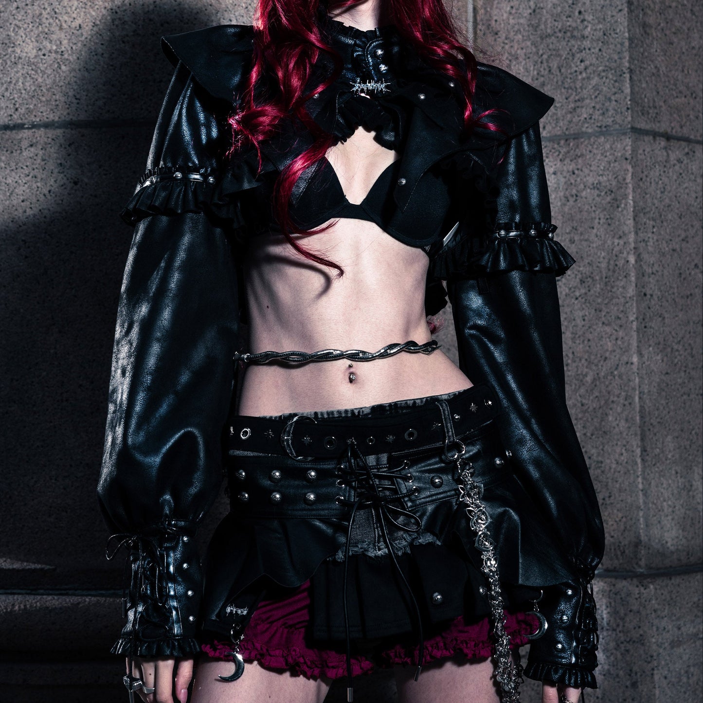 SSN V.05 TRIPLE-COLLAR SHORT LEATHER JACKET - BLACK (PRE-ORDER)