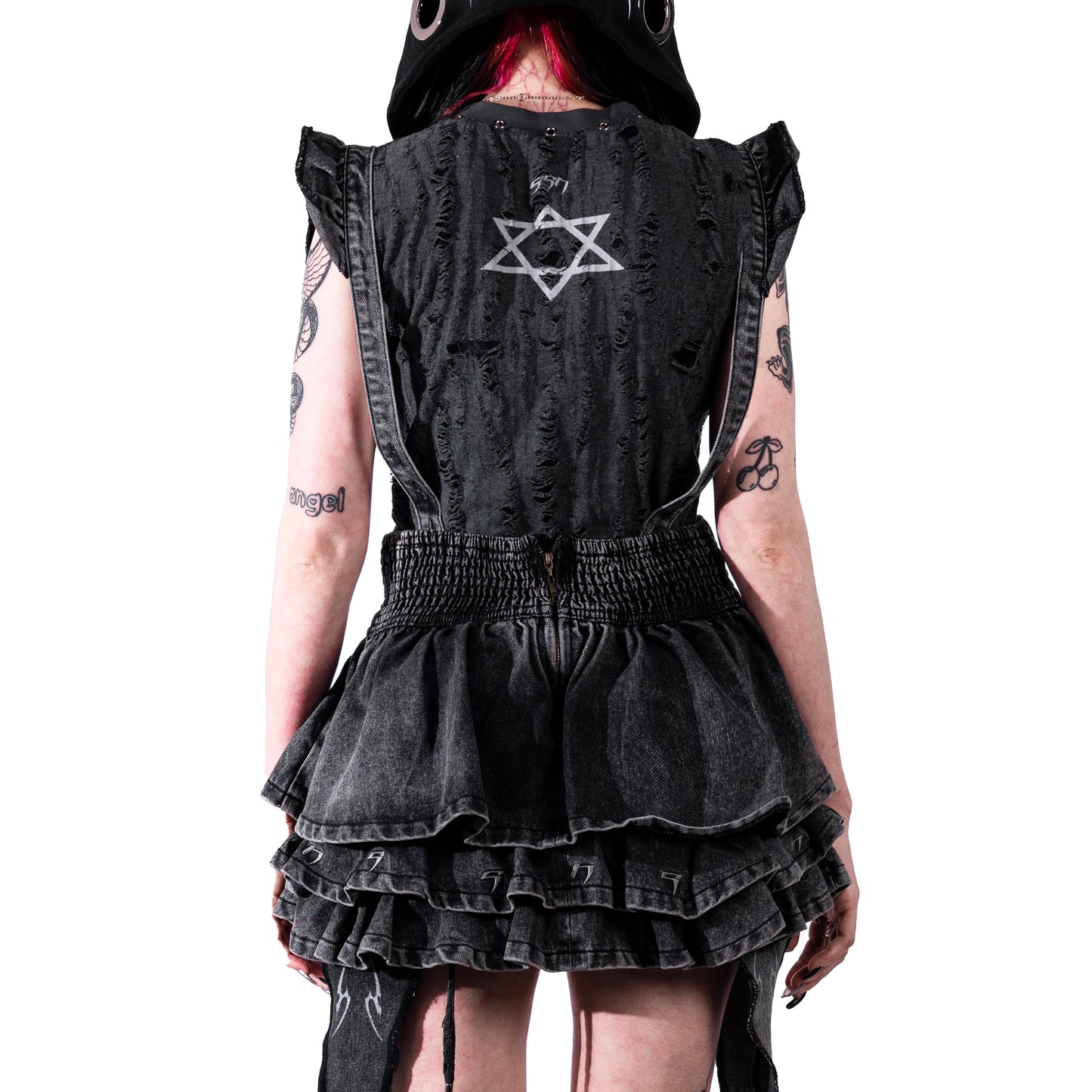 SSN V.01 <DEVIL^ANGEL FRIENDSHIP> SKIRT TRANS BAG - WASHED BLACK