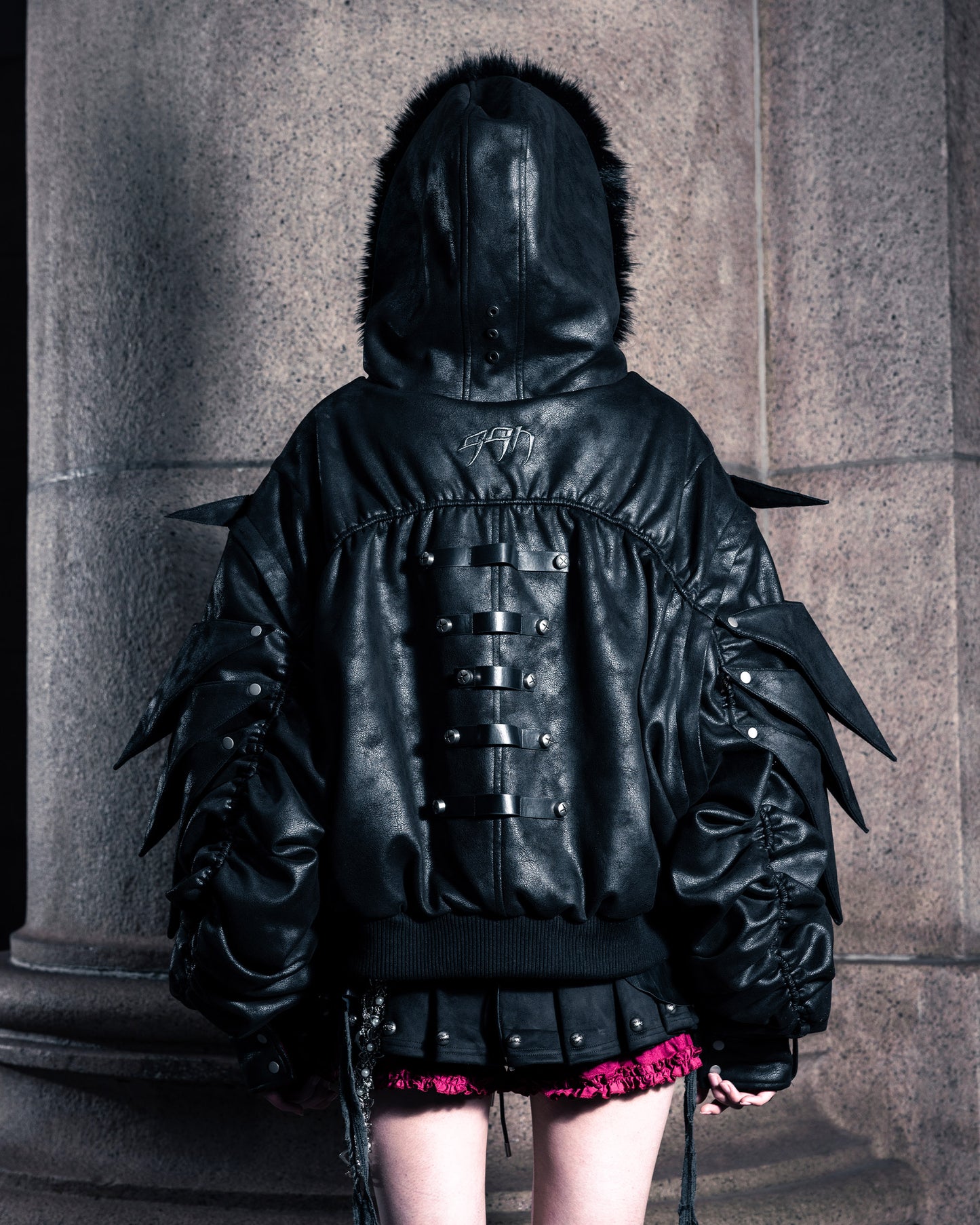 SSN V.05 BRITISH FLAG DESIGN LEATHER JACKET NO. 99 - DOUBLE-SIDED BLACK & DARK RED (PRE-ORDER,LIMITED)