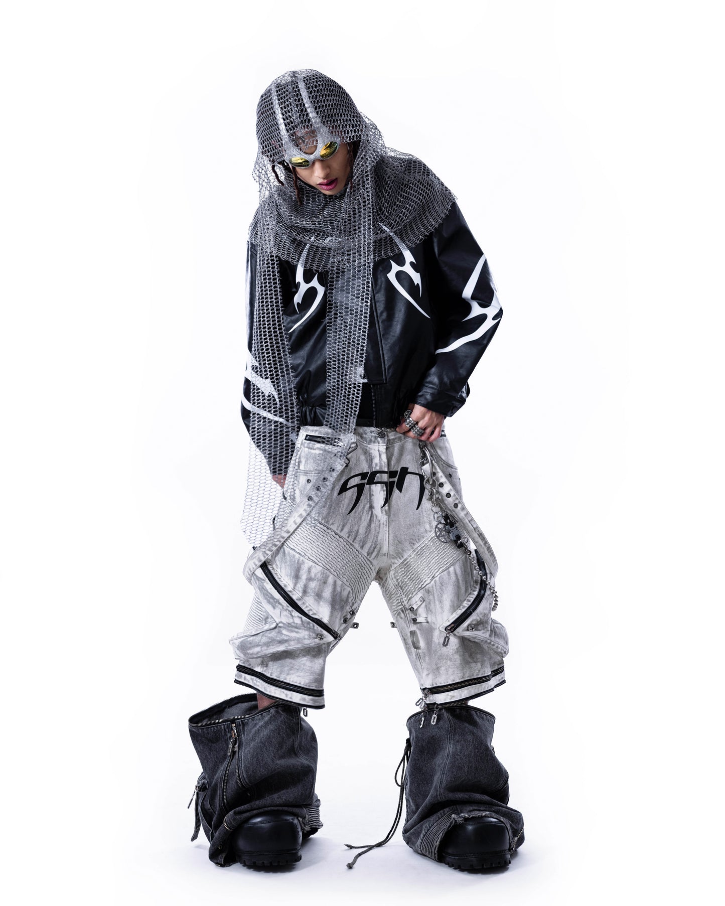 <IT's N0T BLACK & WHITE> LEATHER JACKET - POLLUTED RED