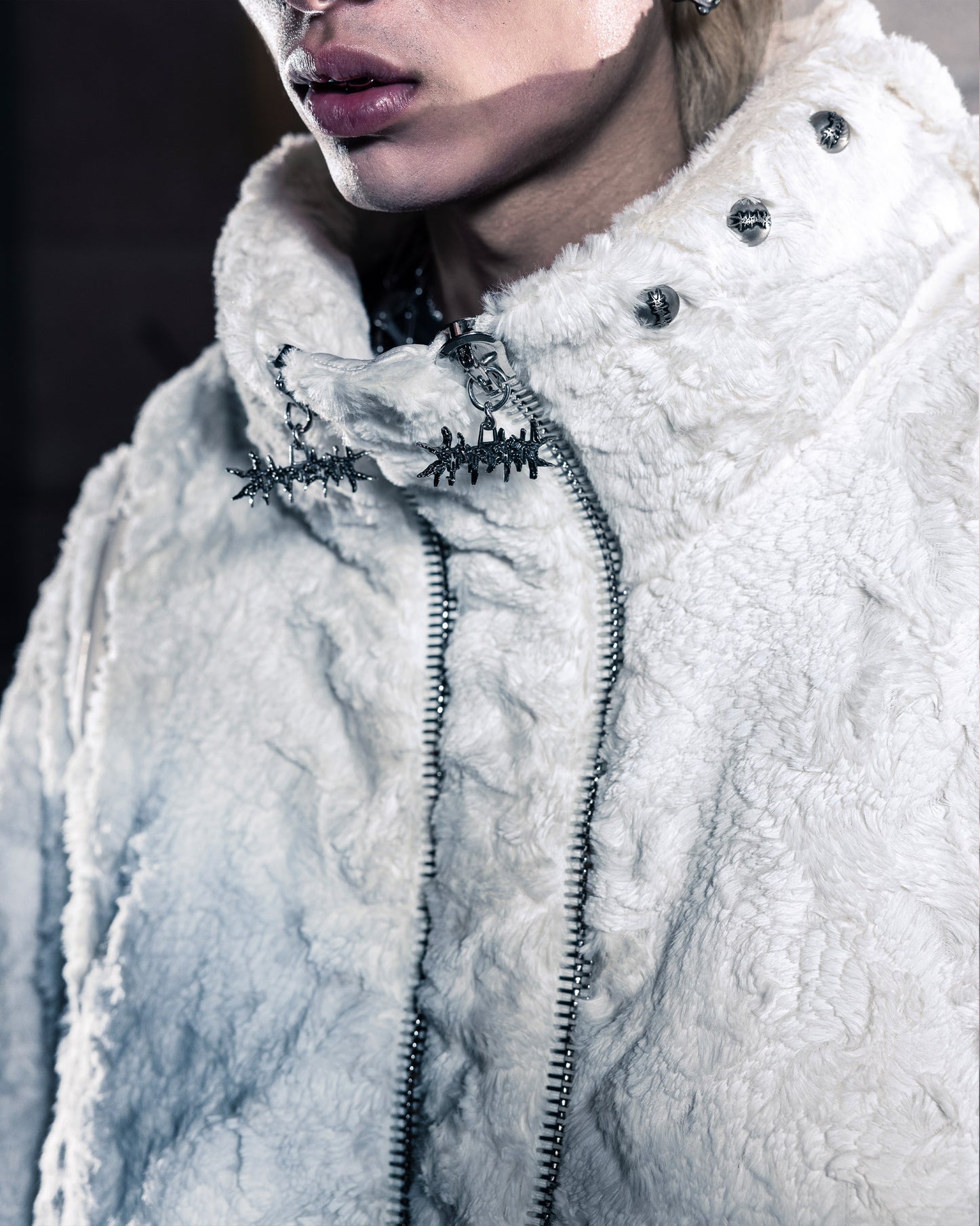 DOUBLE SLIDERS & DOUBLE ZIPPER BEIGE FLEECE JACKET (PRE-ORDER,LIMITED)