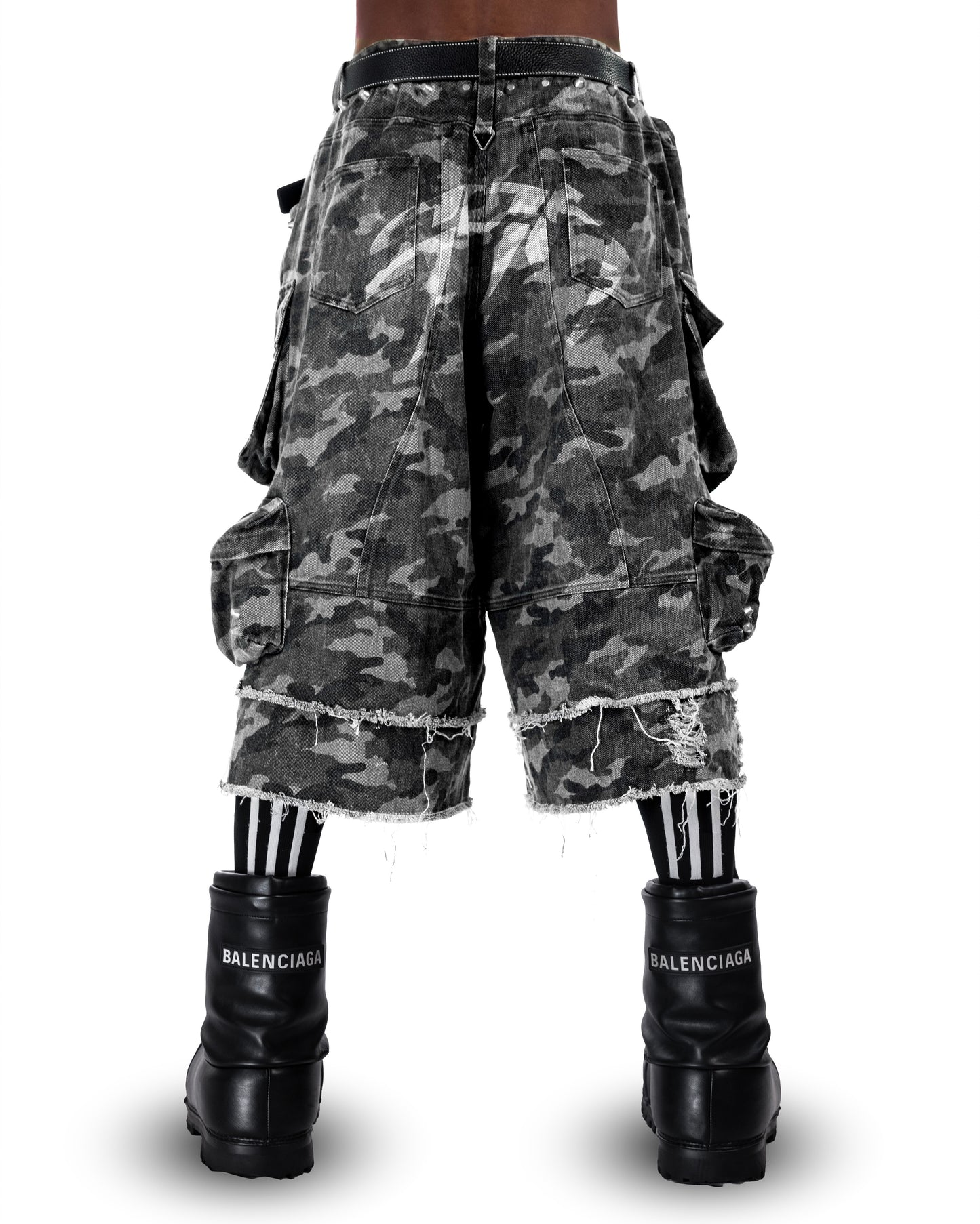 SSN V.02 <STREET-CAMO> WASHED SHORT PANTS - CAMO GREY