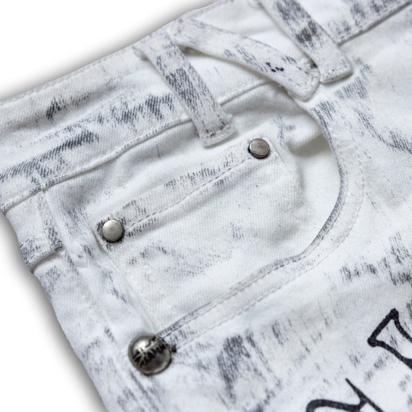 <LOST IN CASTLE> CURVED DENIM PANTS - POLLUTED WHITE