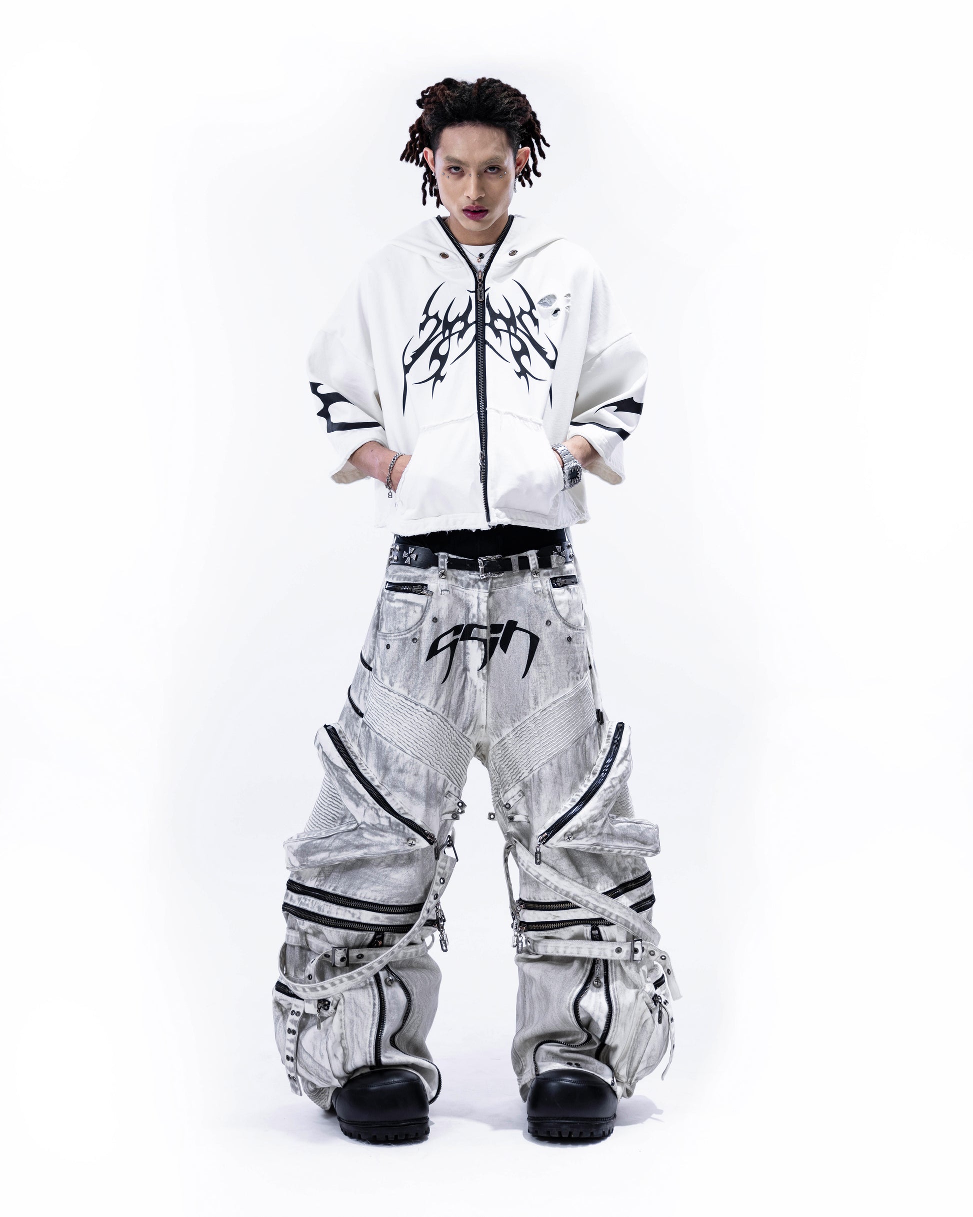 <IT's N0T BLACK & WHITE> HEAVY-DUTY DENIM PANTS - POLLUTED WHITE (PRE-ORDER)