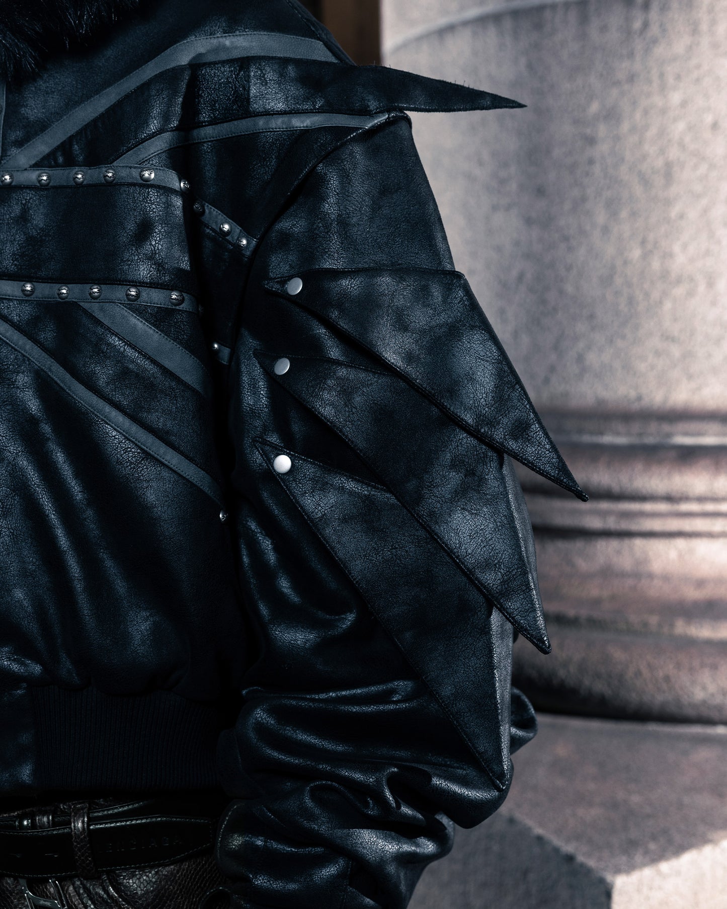 SSN V.05 BRITISH FLAG DESIGN LEATHER JACKET NO. 99 - DOUBLE-SIDED BLACK & DARK RED (PRE-ORDER,LIMITED)