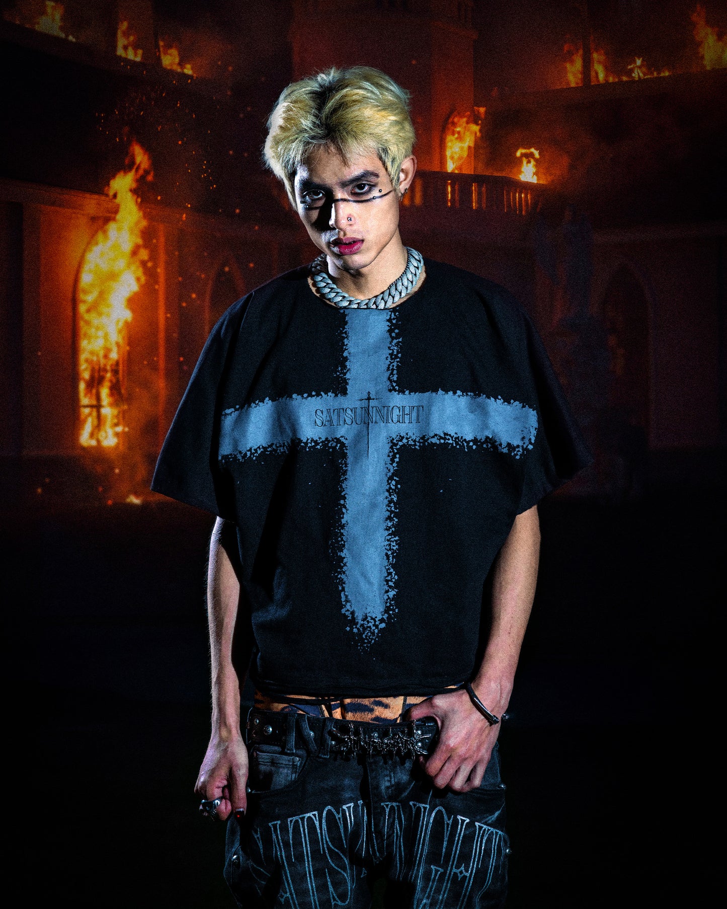SSN V.06 <LOST PEACE CROSS> BOTH SIDES T-SHIRT - WHITE