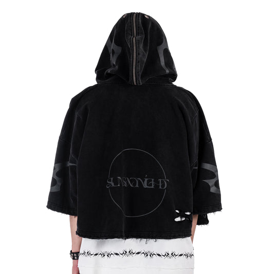 SSN V.01 <DEVIL^ANGEL FRIENDSHIP> SHORT JACKET - WASHED BLACK