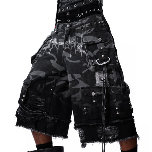 STREET-CAMO 2.0 - WASHED GREY DENIM SHORTS (PRE-ORDER)