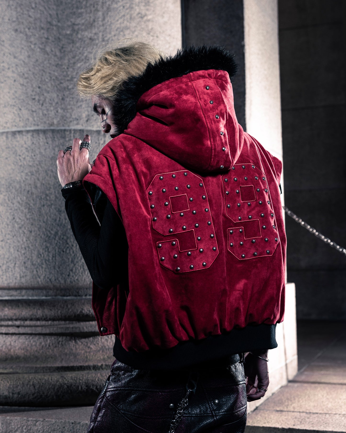 SSN V.05 BRITISH FLAG DESIGN LEATHER JACKET NO. 99 - DOUBLE-SIDED BLACK & DARK RED (PRE-ORDER,LIMITED)