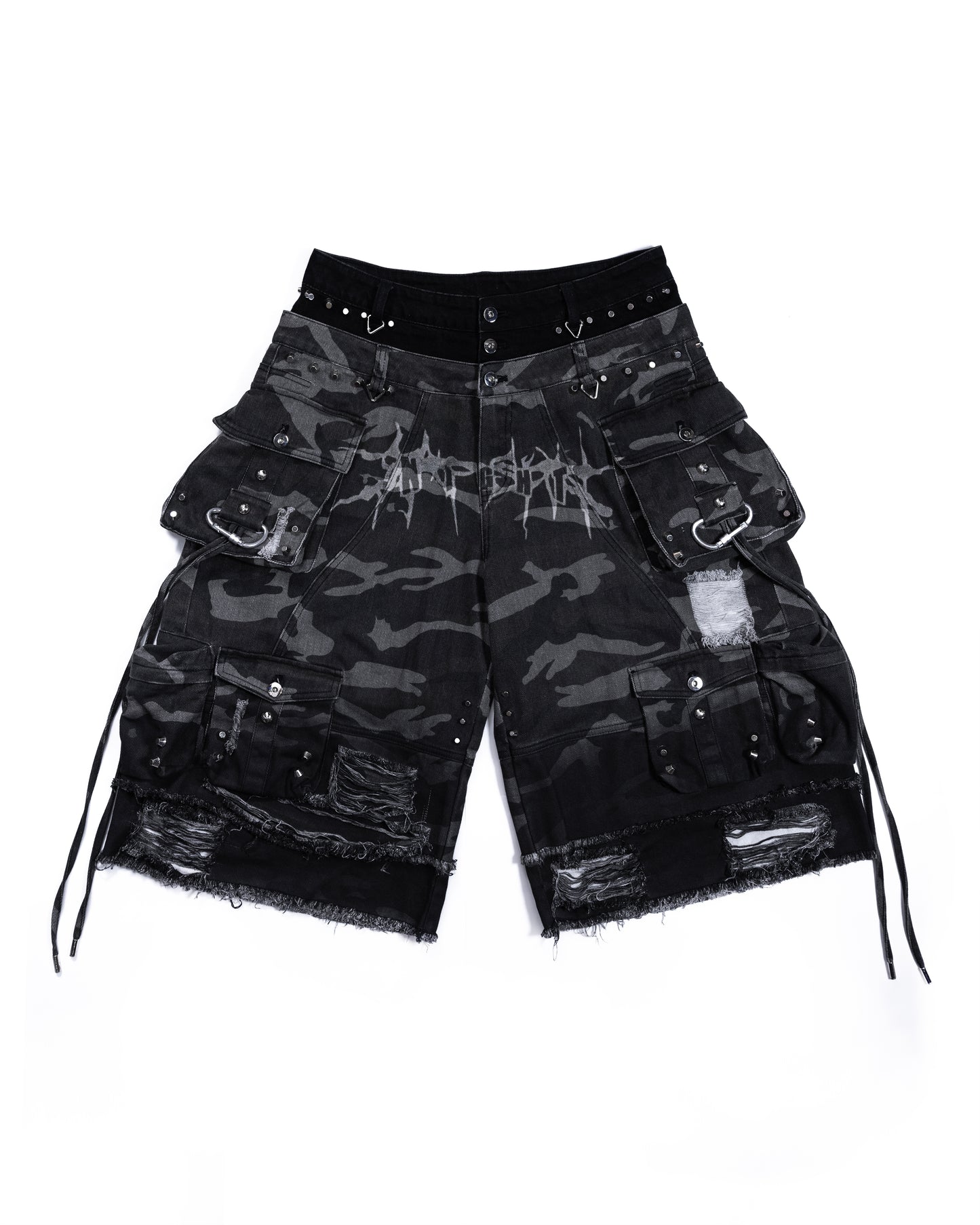 STREET-CAMO 2.0 - WASHED GREY DENIM SHORTS (PRE-ORDER)