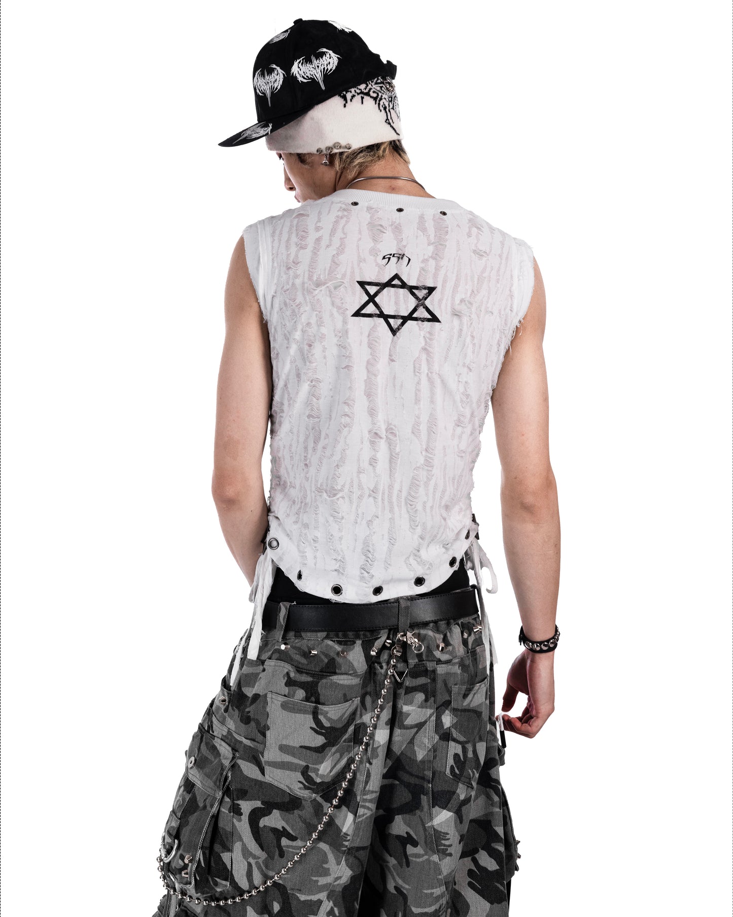 SSN V.01 <DEVIL^ANGEL FRIENDSHIP> GRUNGE TANK - WHITE